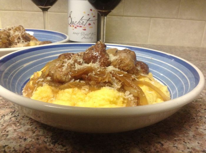 Italian Sausages with Parmesan Polenta