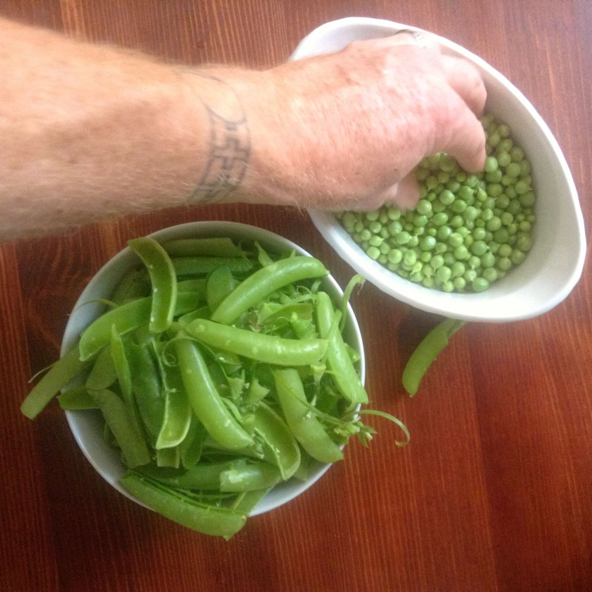 Peas, being stolen by the author's husband.