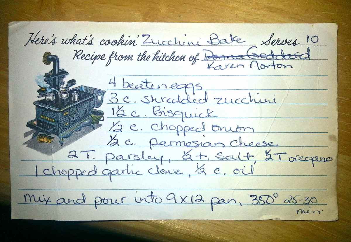 Zucchini Bake Recipe Card