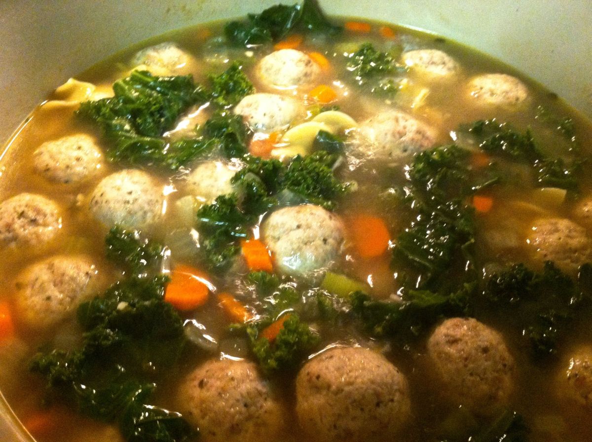 Kale and Chicken Meatball Soup
