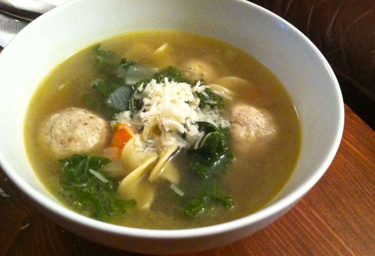 Kale and Chicken Meatball Soup