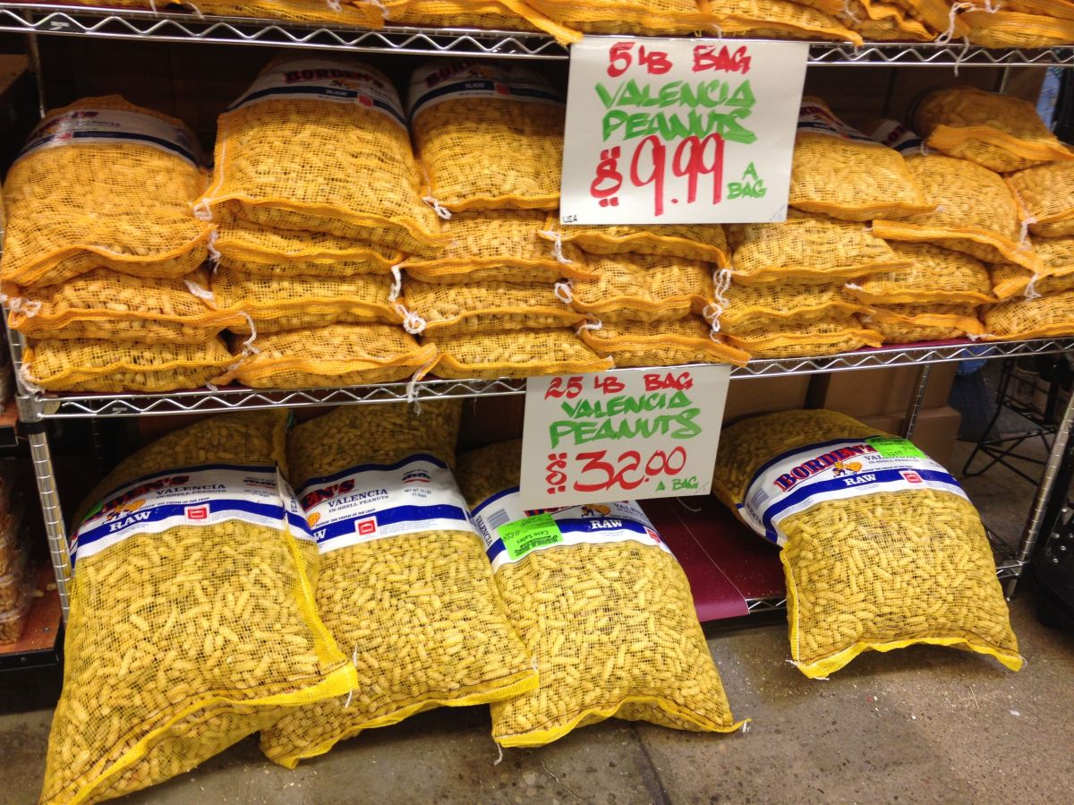 Giant bags of peanuts.