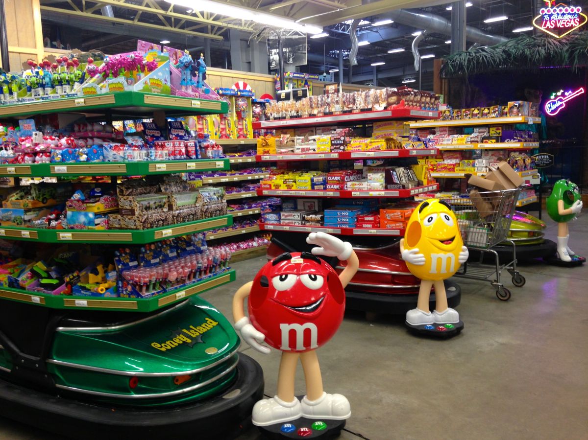 Candy. Those are repurposed bumper cars.
