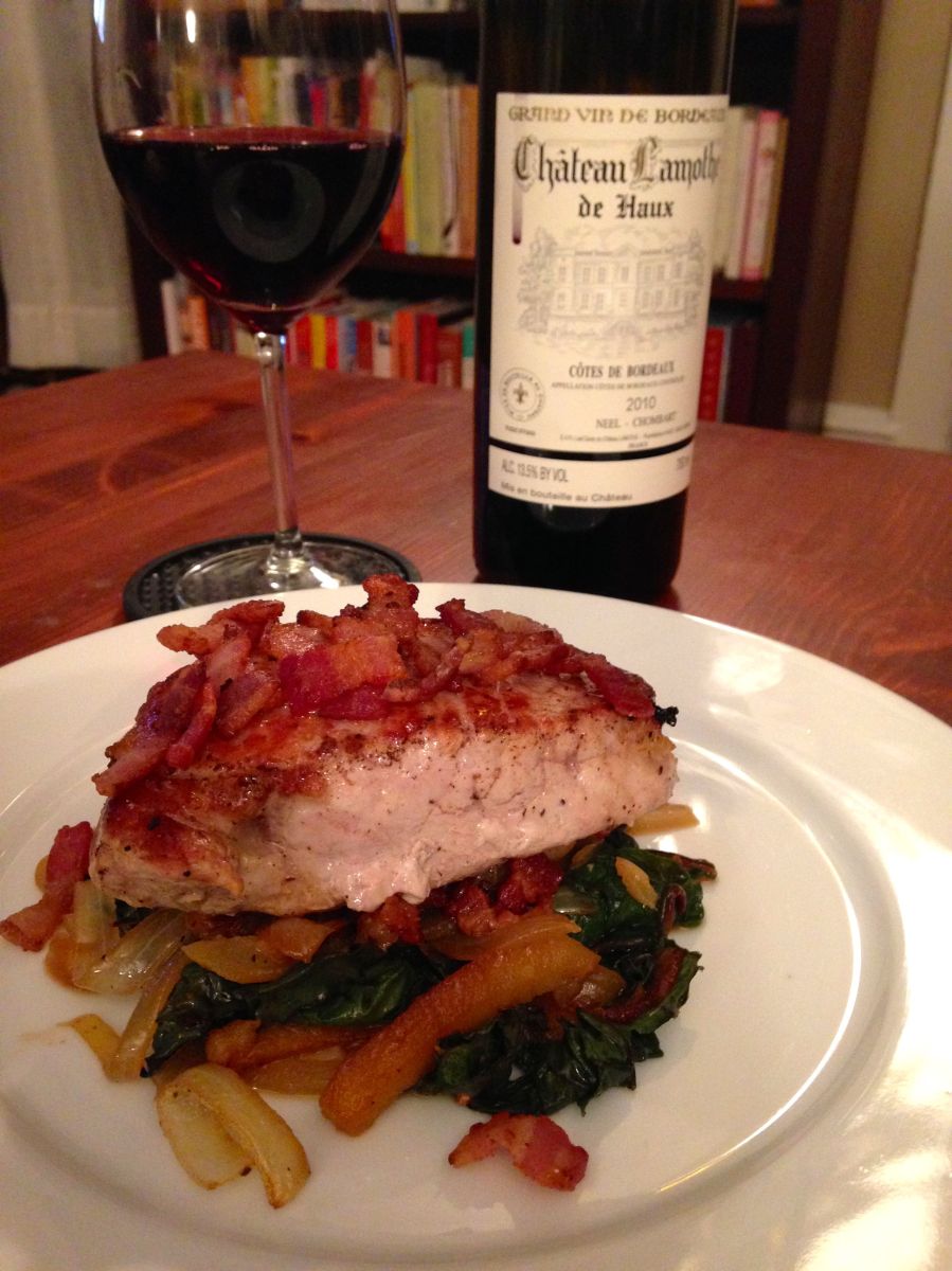 Pork Loin with Spinach and Bacon with Wine