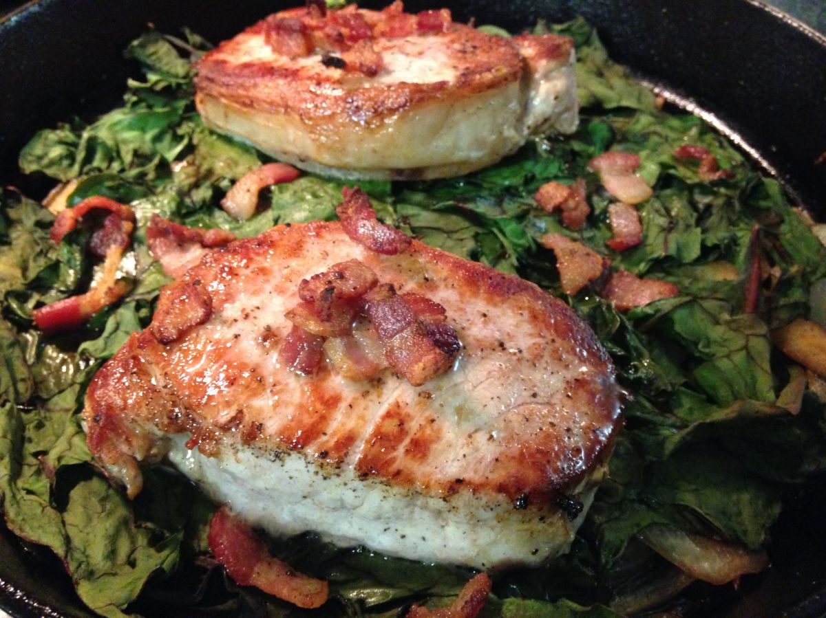 Pork Loin with Swiss Chard and Bacon