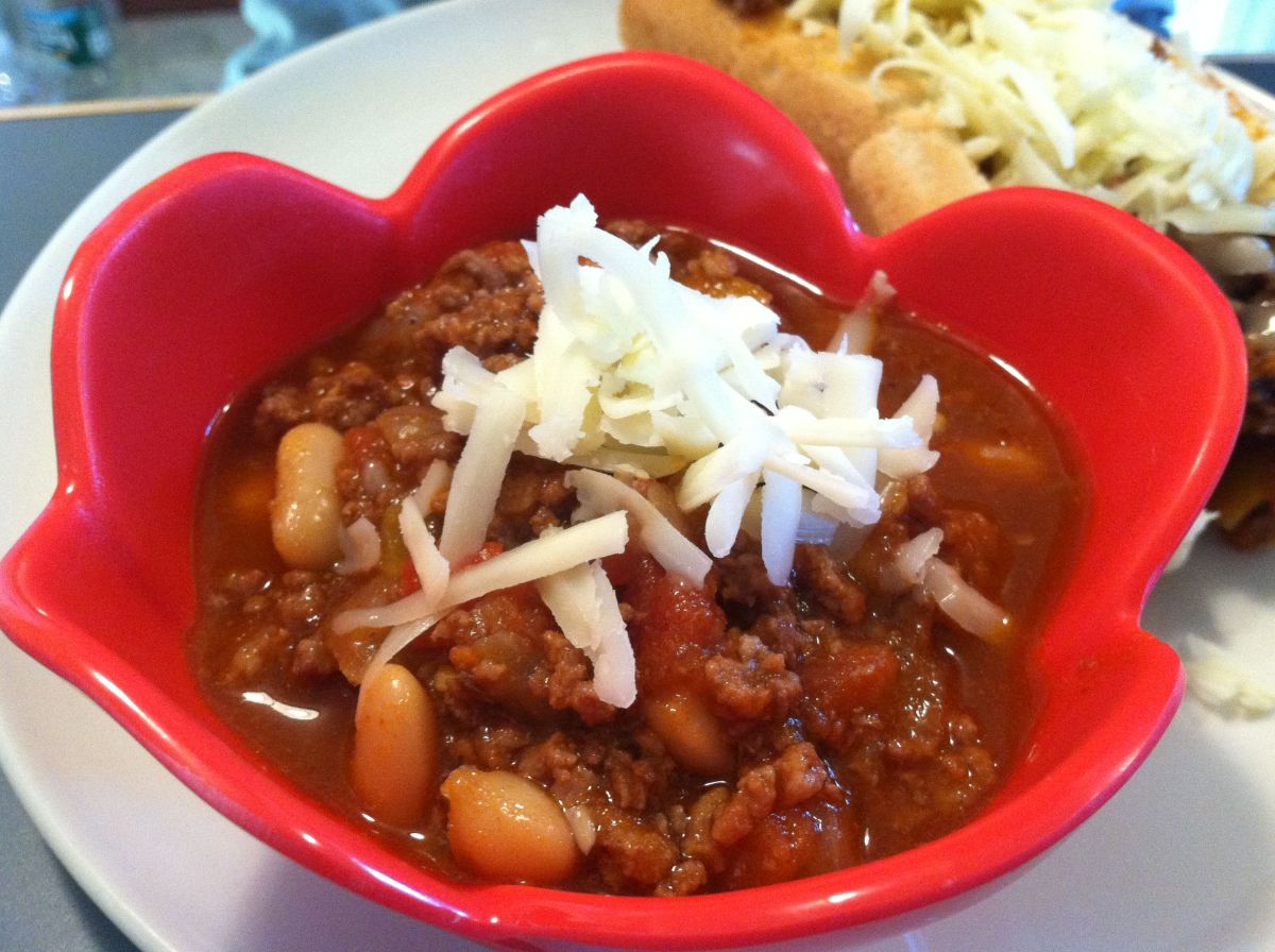 Red and White Bean Chili plus a Chili Dog