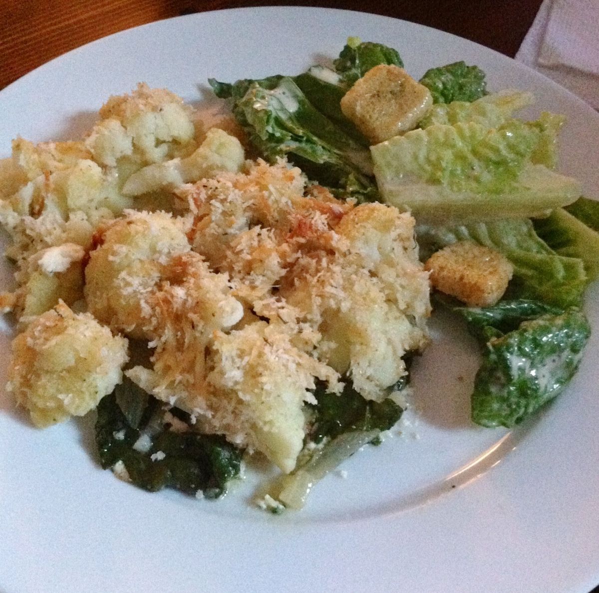 Baked Cauliflower and Spinach