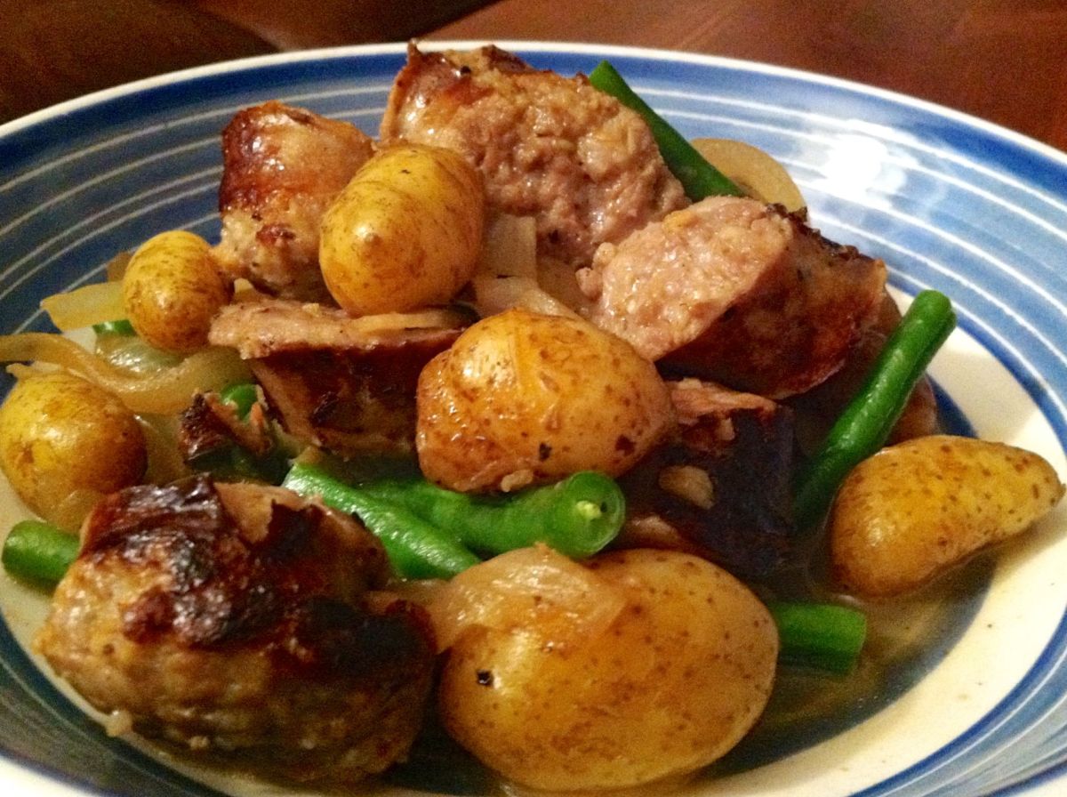 Sausage with Spring Potatoes and Green Beans